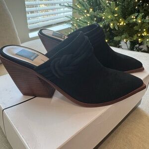 Dolce Vita Black Mules with Wooden Heel